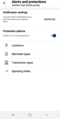 Alerts and protections - example screen