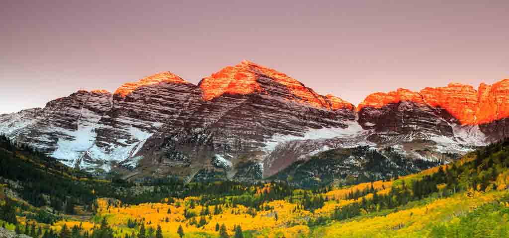 Maroon Bells at sunset.