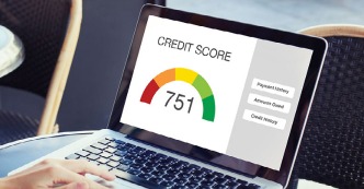 Credit score meter on a computer