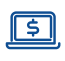 Dollar sign on laptop screen icon