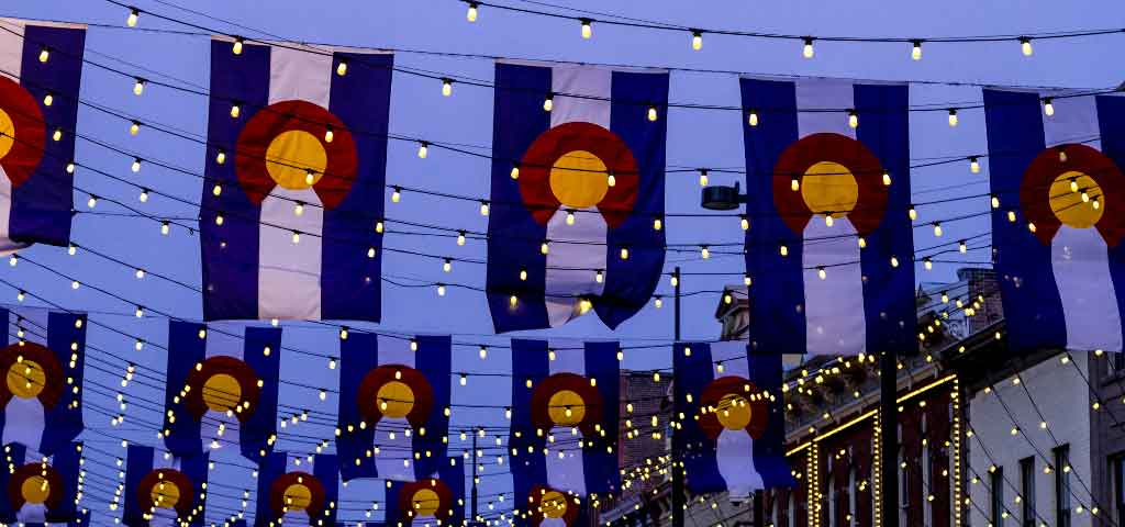 Colorado flags with lights