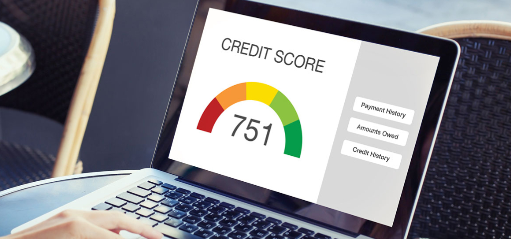 Credit score meter on a computer