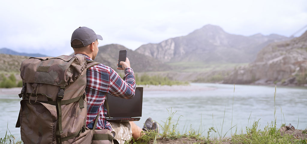 Online and mobile page images with outdoor elements.