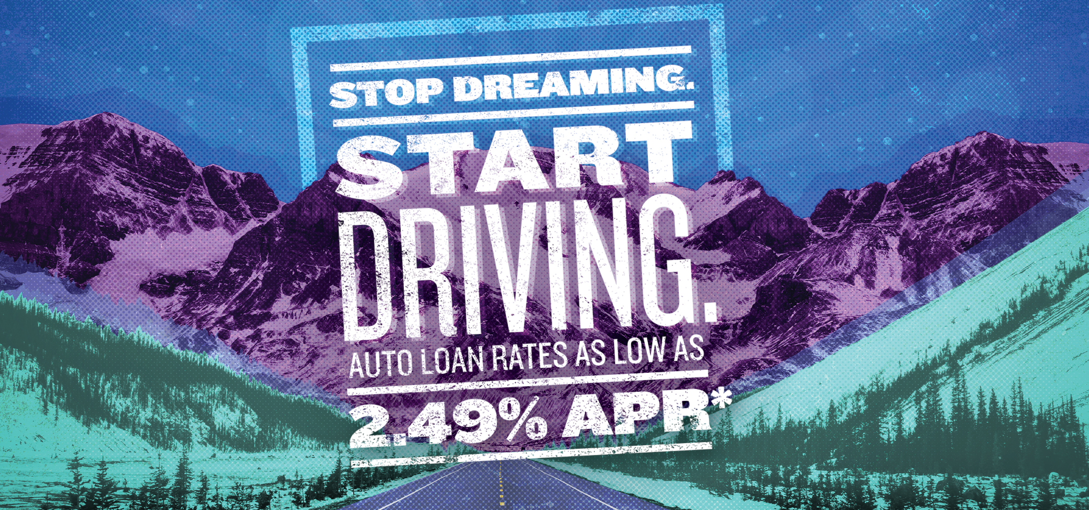 Auto loan ad - Winter mountain scene