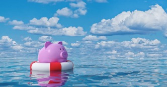 Piggy bank in a floaty