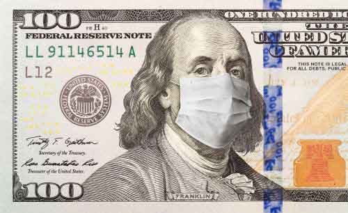 Money bill with a mask on